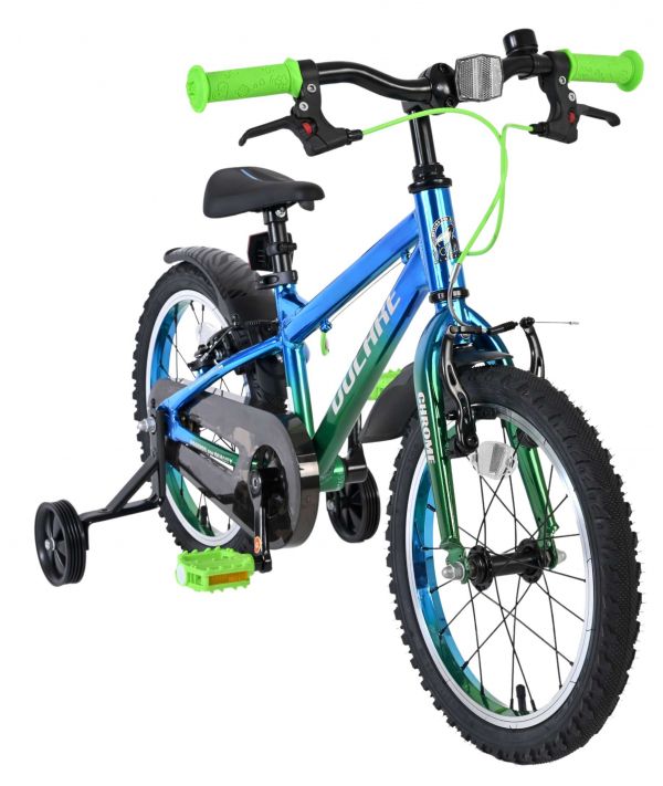Volare Chrome Kinderfiets - Jongens - 16 inch - Blauw Groen - Twee Handremmen