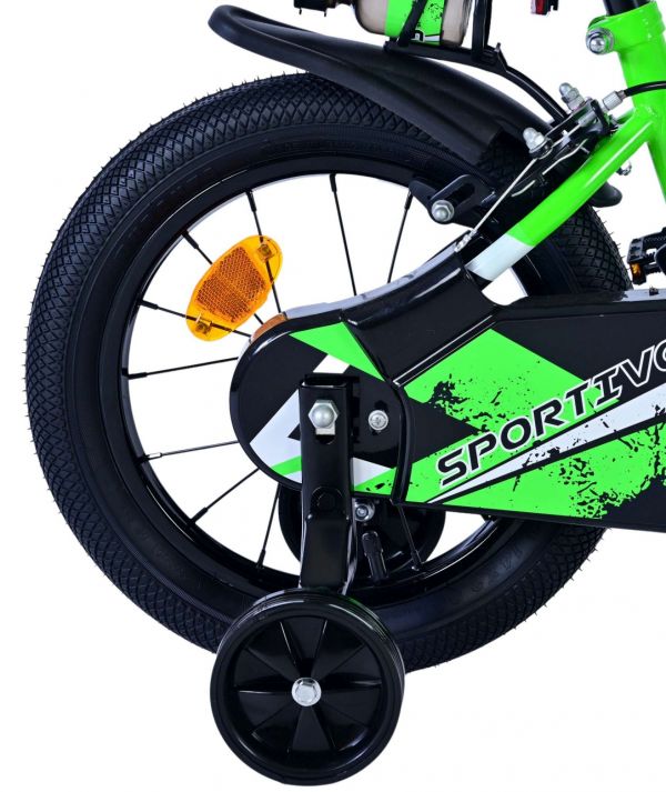 Volare Sportivo Kinderfiets - Jongens - 14 inch - Groen Zwart - Twee Handremmen