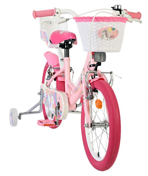 Volare Unicorn Kinderfiets - Meisjes - 16 inch - Roze - Twee Handremmen
