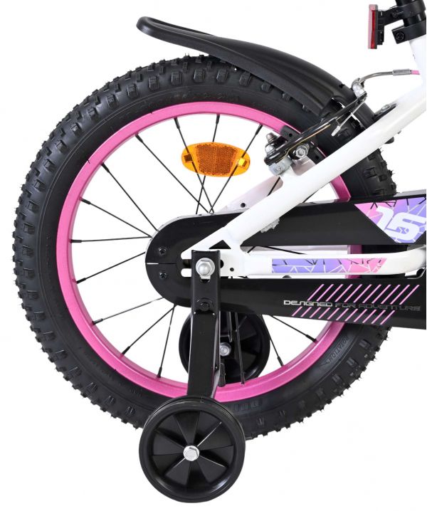 Volare Lily Kinderfiets - Meisjes - 16 inch - Wit Roze Paars - Twee Handremmen