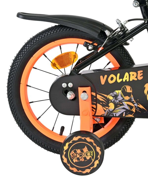 Volare Strike Kinderfiets - Jongens - 14 inch - Zwart Oranje - Twee handremmen
