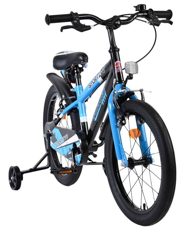 Volare Sportivo Kinderfiets - Jongens - 18 inch - Blauw Zwart - Twee Handremmen