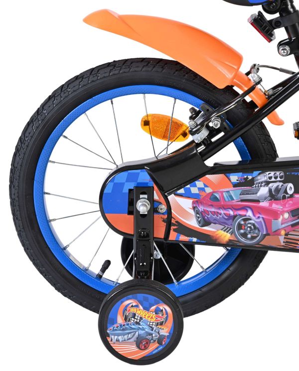Hot Wheels Kinderfiets - Jongens - 16 inch - Zwart Oranje Blauw - Twee Handremmen