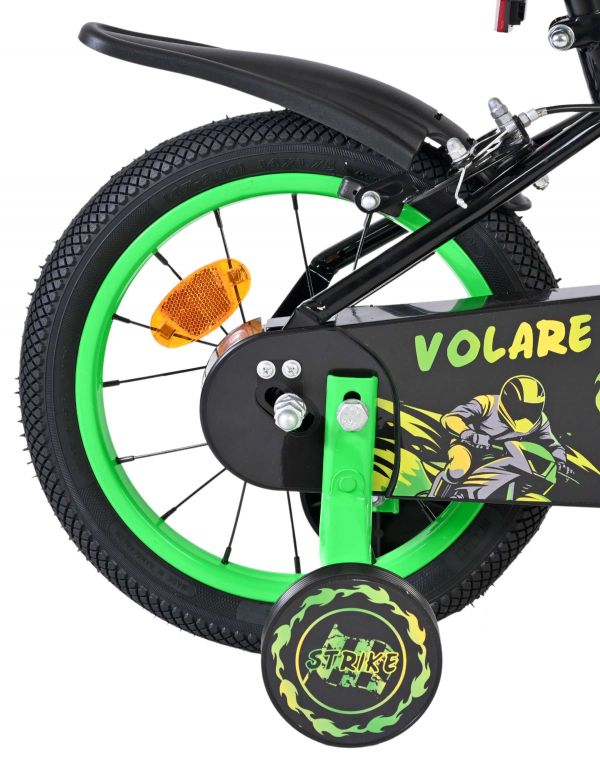 Volare Strike Kinderfiets - Jongens - 14 inch - Zwart Groen - Twee handremmen