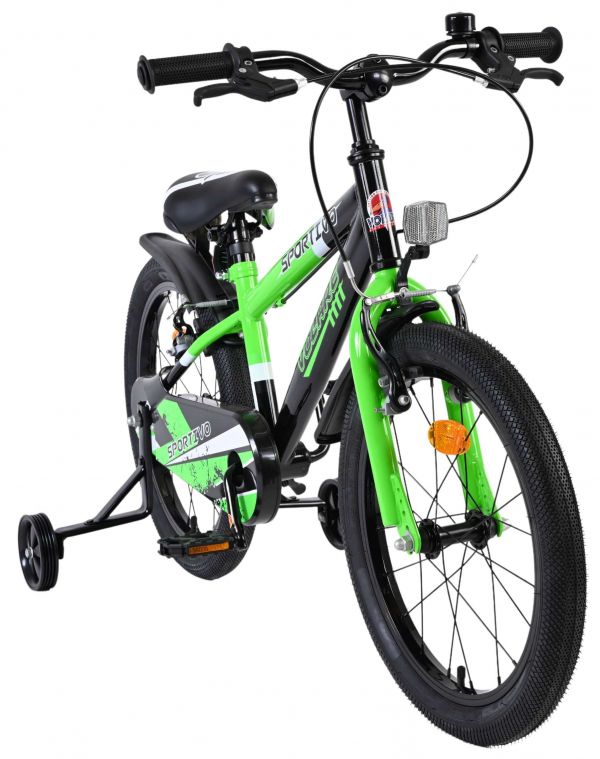 Volare Sportivo Kinderfiets - Jongens - 18 inch - Groen Zwart - Twee Handremmen