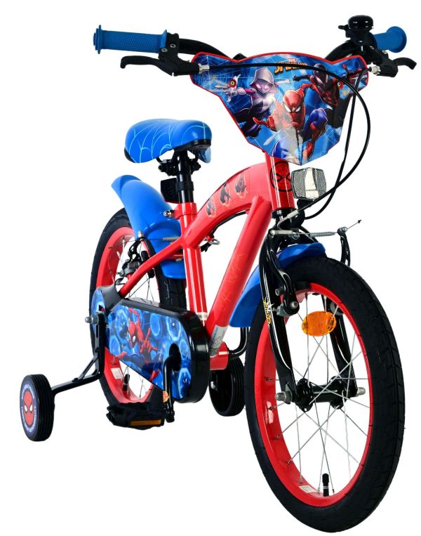 Spider-Man Kinderfiets - Jongens - 16 inch - Blauw/Rood - Twee handremmen Spider-Man Kinderfiets - Jongens - 16 inch - Blauw/Rood - Twee handremmen