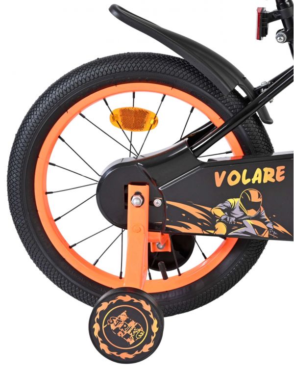 Volare Strike Kinderfiets - Jongens - 16 inch - Zwart Oranje - Twee Handremmen