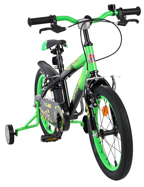Volare Strike Kinderfiets - Jongens - 16 inch - Zwart Groen - Twee Handremmen
