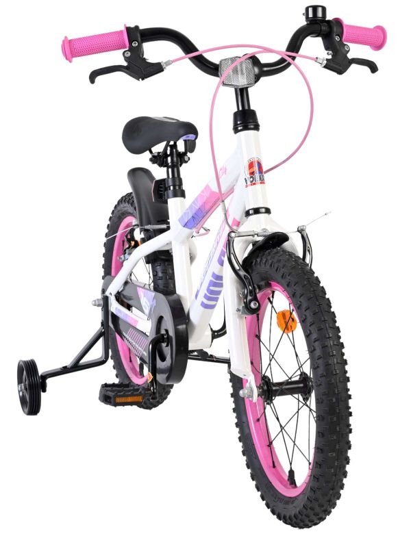 Volare Lily Kinderfiets - Meisjes - 16 inch - Wit Roze Paars - Twee Handremmen