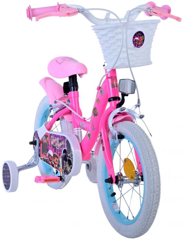 Dolls Kinderfiets - Meisjes - 14 inch - Roze - Twee handremmen