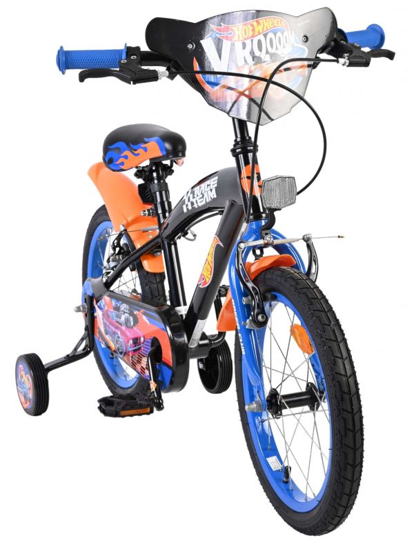 Hot Wheels Kinderfiets - Jongens - 16 inch - Zwart Oranje Blauw - Twee Handremmen
