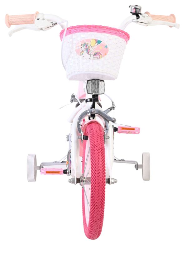 Volare Unicorn Kinderfiets - Meisjes - 14 inch - Wit - Twee Handremmen