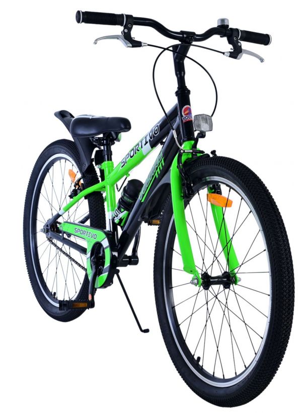 Volare Sportivo Kinderfiets - Jongens - 24 inch - Zwart Groen - Twee Handremmen