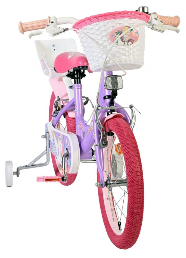 Volare Unicorn Kinderfiets - Meisjes - 16 inch - Paars - Twee Handremmen