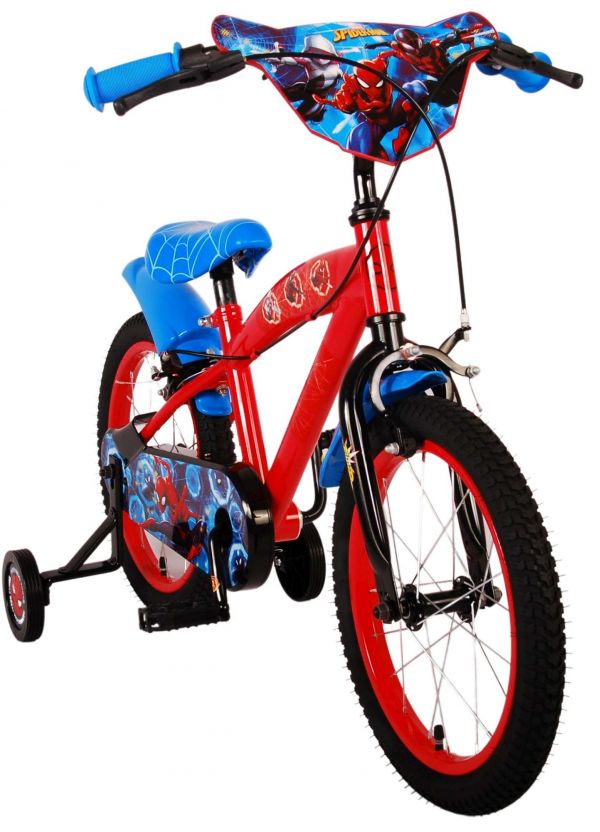 Spider-Man Kinderfiets - Jongens - 16 inch - Blauw/Rood - Twee handremmen
