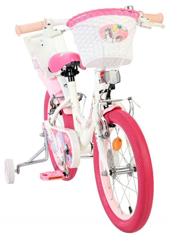 Volare Unicorn Kinderfiets - Meisjes - 16 inch - Wit - Twee Handremmen
