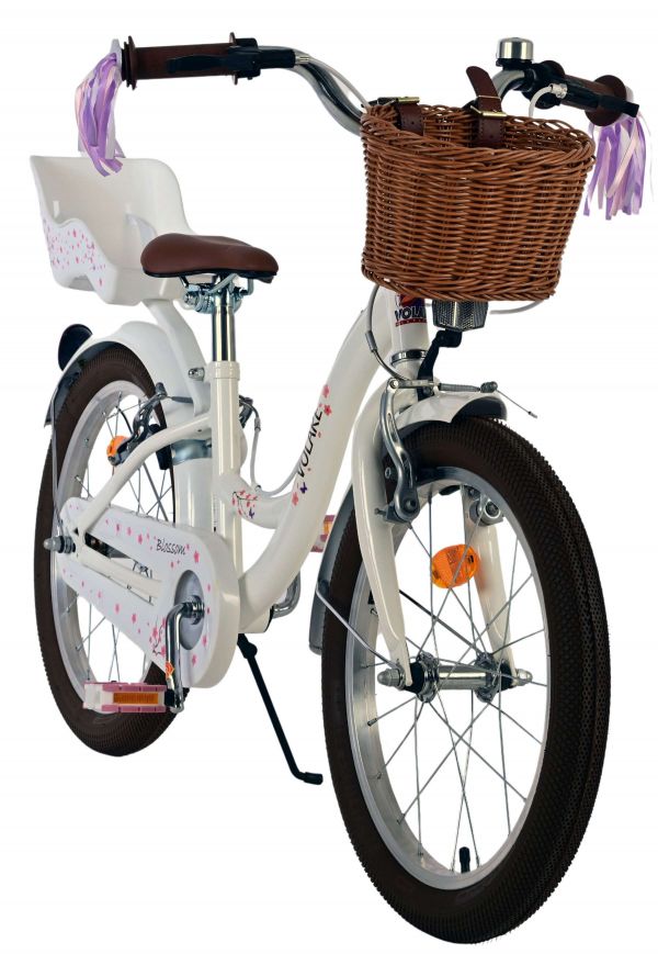 Volare Blossom Kinderfiets - Meisjes - 18 inch - Wit - Twee handremmen