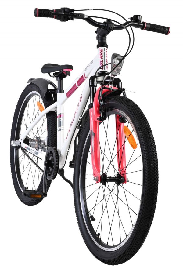 Volare XC Race Kinderfiets - 24 inch - Wit Roze - Shimano Nexus 3