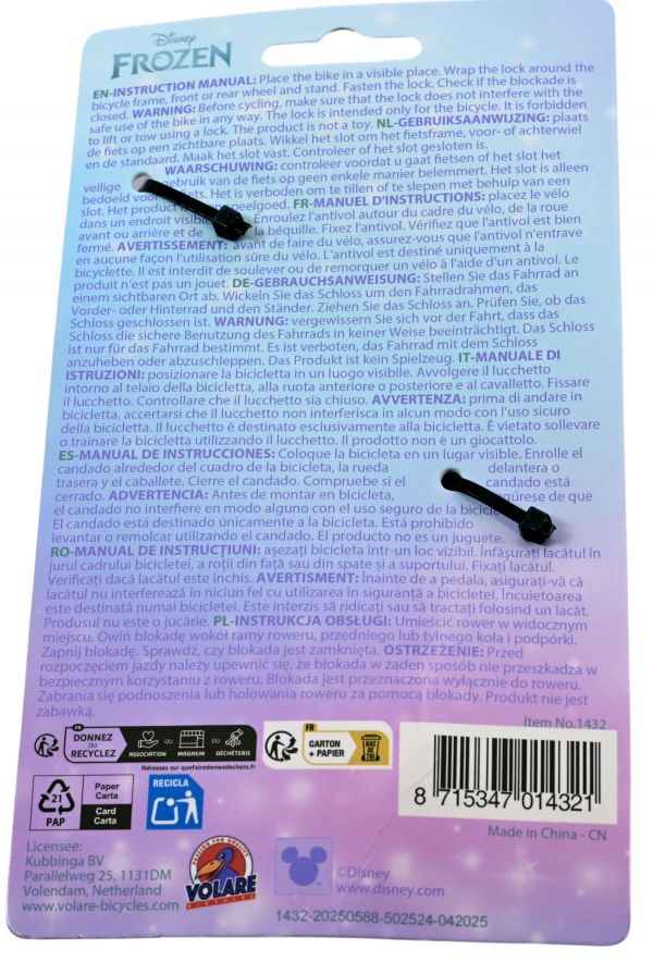 Disney Frozen - kabelslot - Lichtblauw/Paars